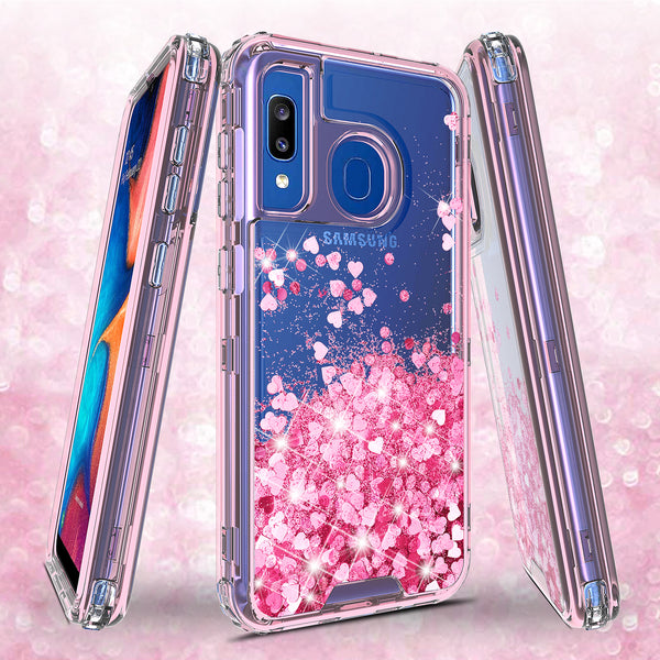 hard clear glitter phone case for samsung galaxy a20 - pink - www.coverlabusa.com