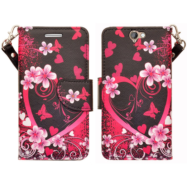 HTC One A9 leather wallet case - heart butterflies - www.coverlabusa.com