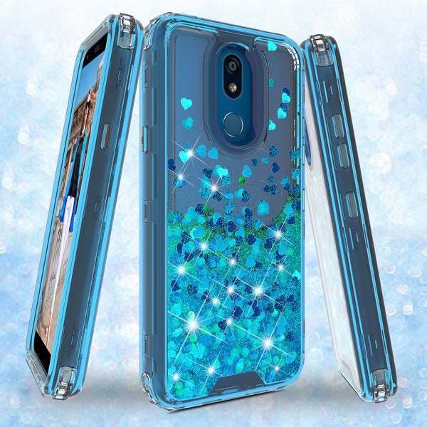 hard clear glitter phone case for lg aristo 4 plus - teal - www.coverlabusa.com