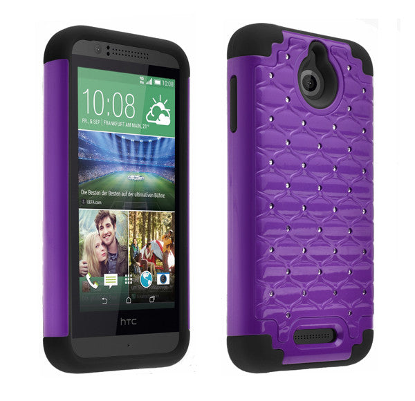 HTC Desire 510 Hybrid Rhinestone Case Cover - Purple - www.coverlabusa.com