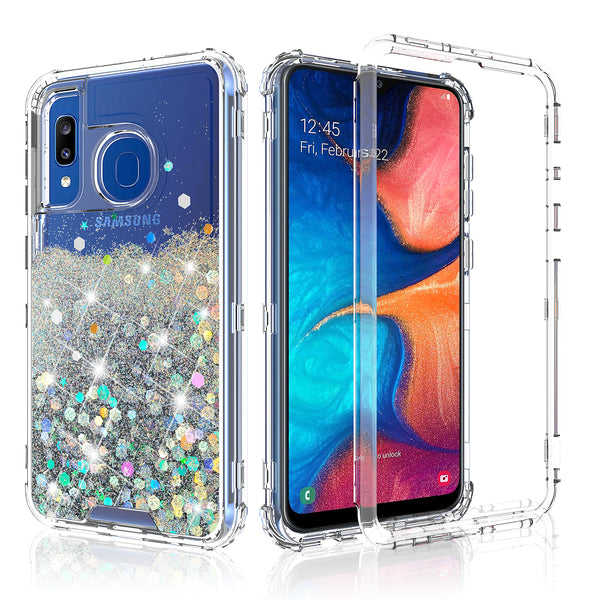 hard clear glitter phone case for samsung galaxy a20 - clear - www.coverlabusa.com