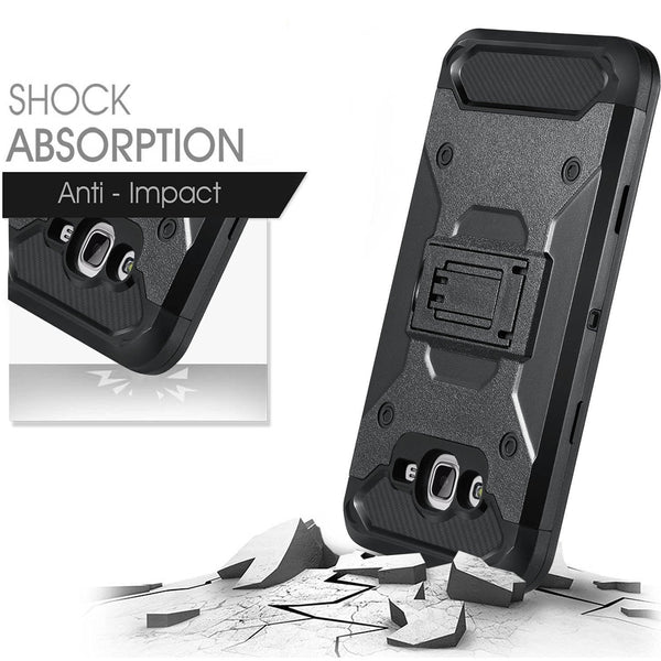 Samsung Galaxy J3, Galaxy Sky, Galaxy Express Prime, Galaxy Sol, Galaxy Amp Prime, J3 V Hybrid Holster Case - BLACK - WWW.COVERLABUSA.COM