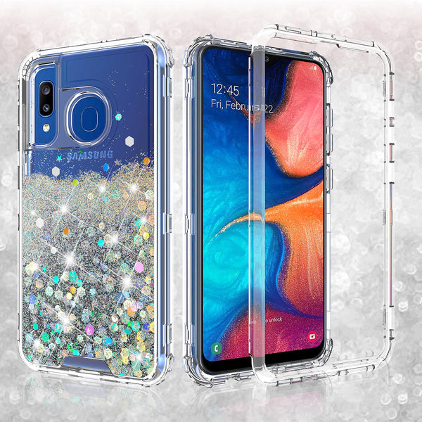 hard clear glitter phone case for samsung galaxy a20 - clear - www.coverlabusa.com