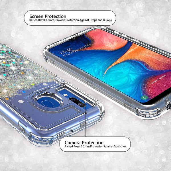 hard clear glitter phone case for samsung galaxy a20 - clear - www.coverlabusa.com