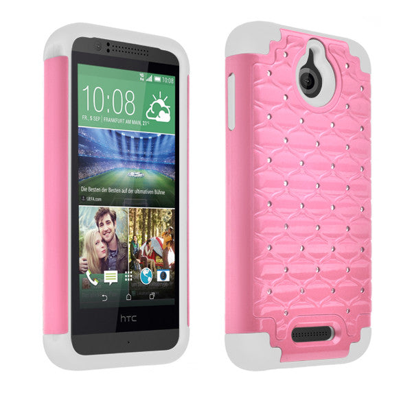 HTC Desire 510 Hybrid Rhinestone Case Cover - Pink - www.coverlabusa.com