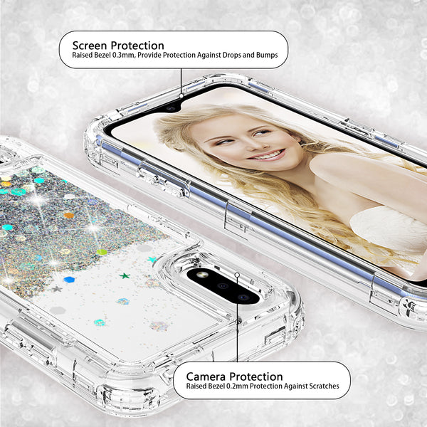 hard clear glitter phone case for samsung galaxy a01 - clear - www.coverlabusa.com