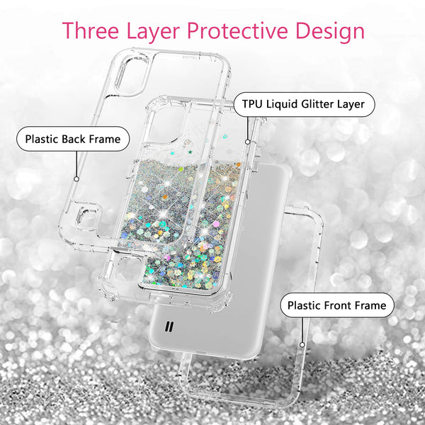 hard clear glitter phone case for samsung galaxy a01 - clear - www.coverlabusa.com