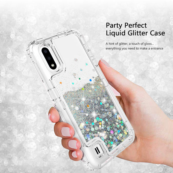 hard clear glitter phone case for samsung galaxy a01 - clear - www.coverlabusa.com