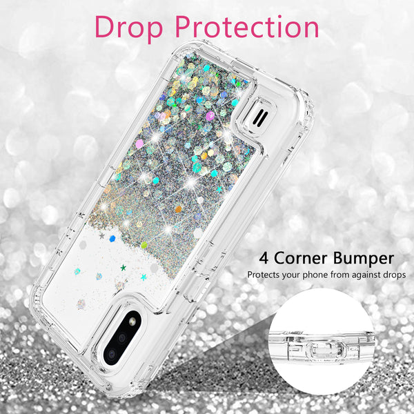 hard clear glitter phone case for samsung galaxy a01 - clear - www.coverlabusa.com