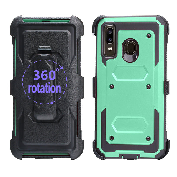 samsung galaxy a20 heavy duty holster case - teal - www.coverlabusa.com