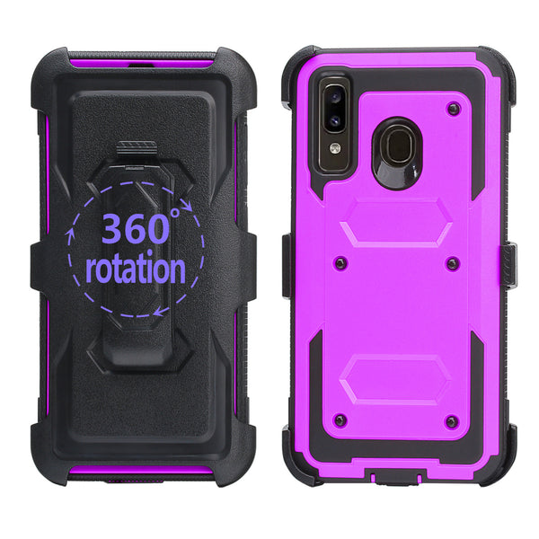 samsung galaxy a20 heavy duty holster case - purple - www.coverlabusa.com