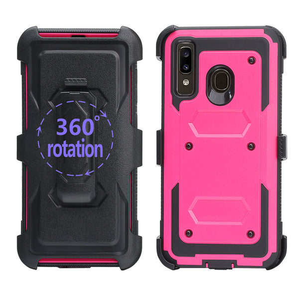 samsung galaxy a20 heavy duty holster case - hot pink - www.coverlabusa.com