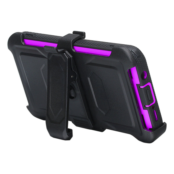 alcatel 3v (2019) heavy duty holster case - purple - www.coverlabusa.com