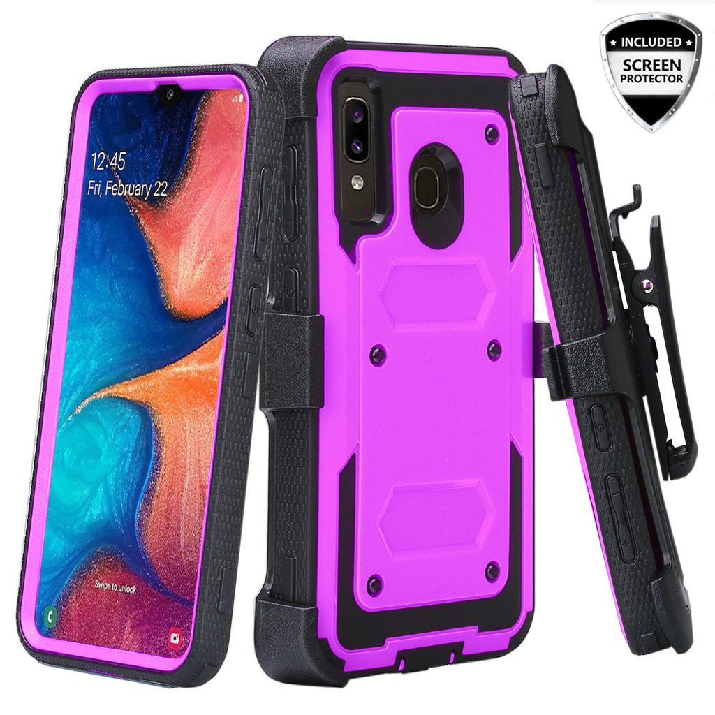 samsung galaxy a20 heavy duty holster case - purple - www.coverlabusa.com