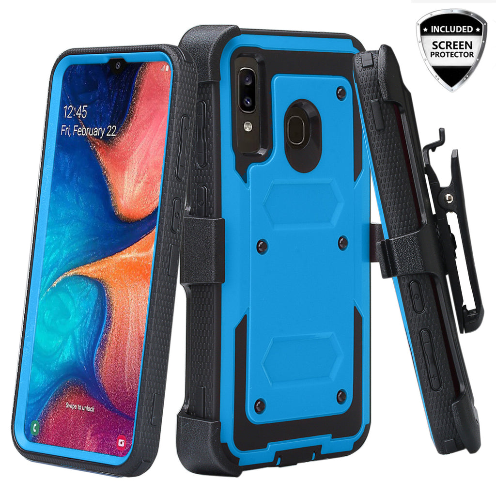 samsung galaxy a20 heavy duty holster case - blue - www.coverlabusa.com
