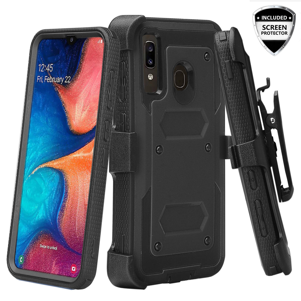 samsung galaxy a20 heavy duty holster case - black - www.coverlabusa.com