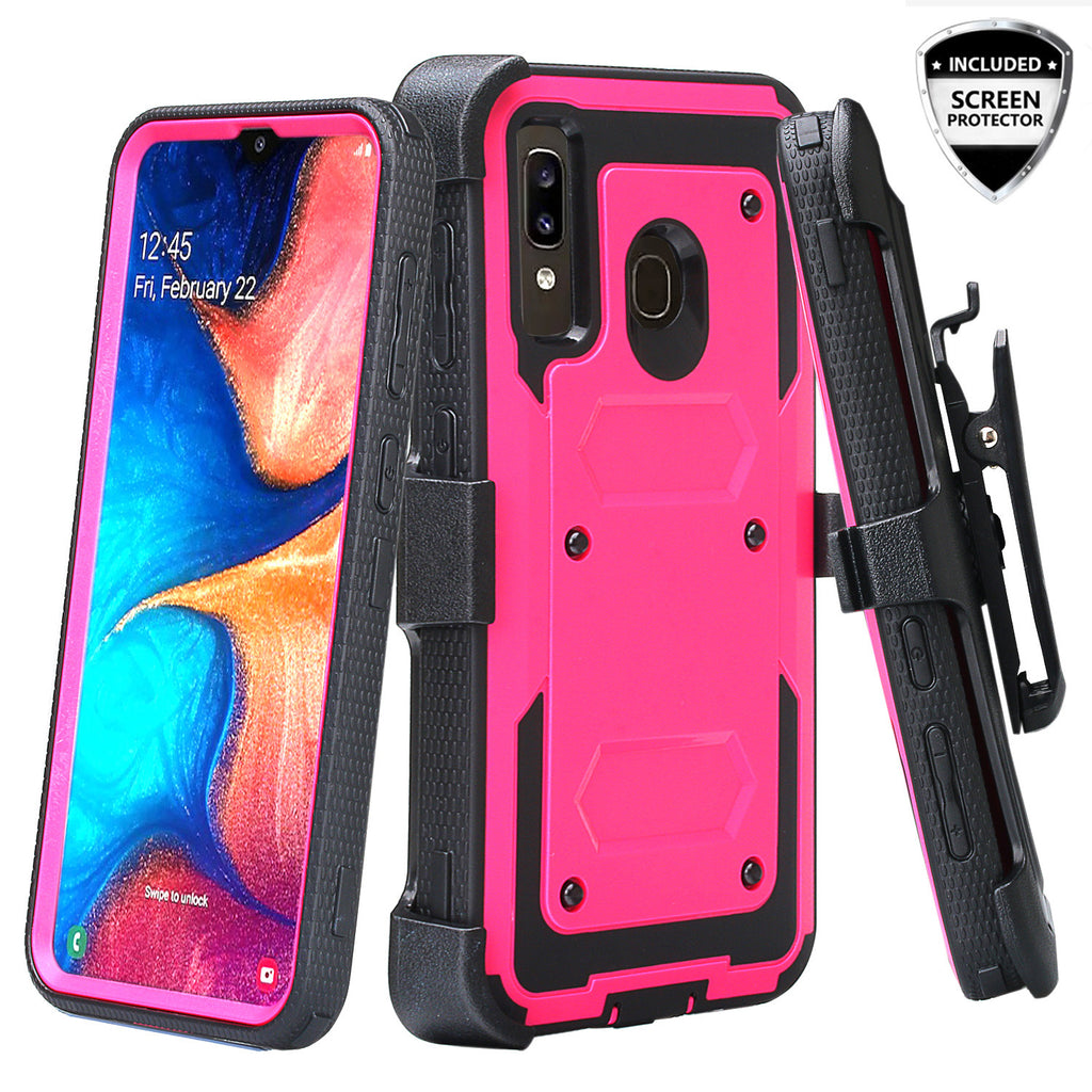 alcatel 3v (2019) heavy duty holster case - hot pink - www.coverlabusa.com