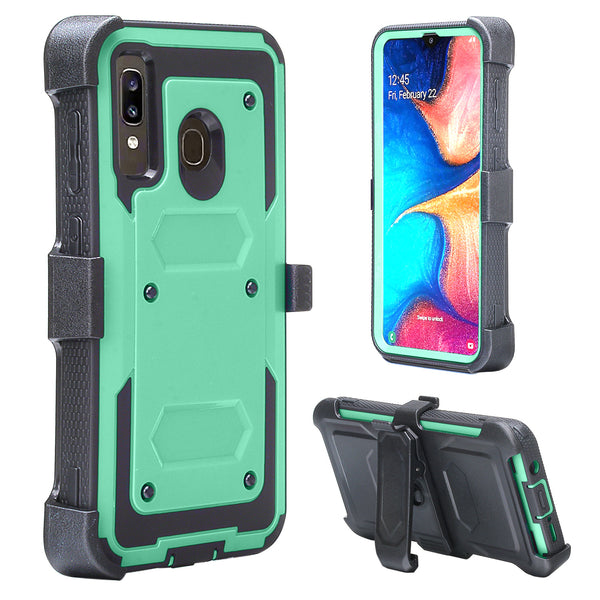 samsung galaxy a20 heavy duty holster case - teal - www.coverlabusa.com