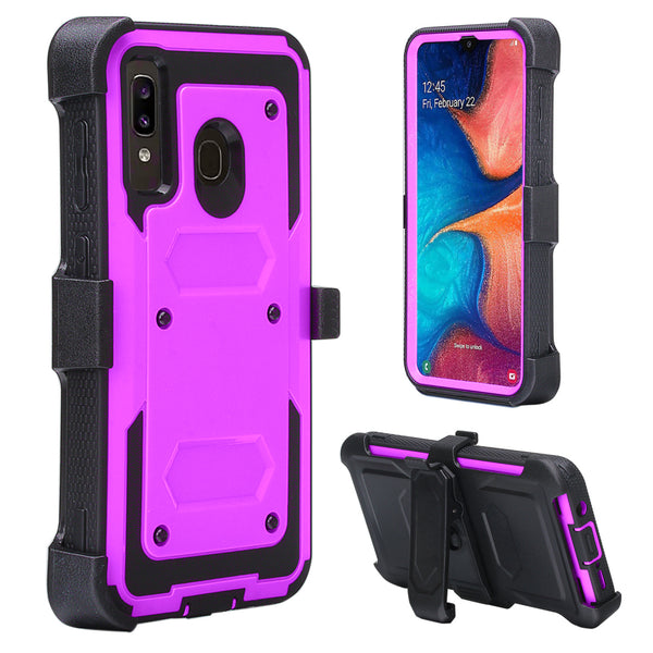 samsung galaxy a20 heavy duty holster case - purple - www.coverlabusa.com