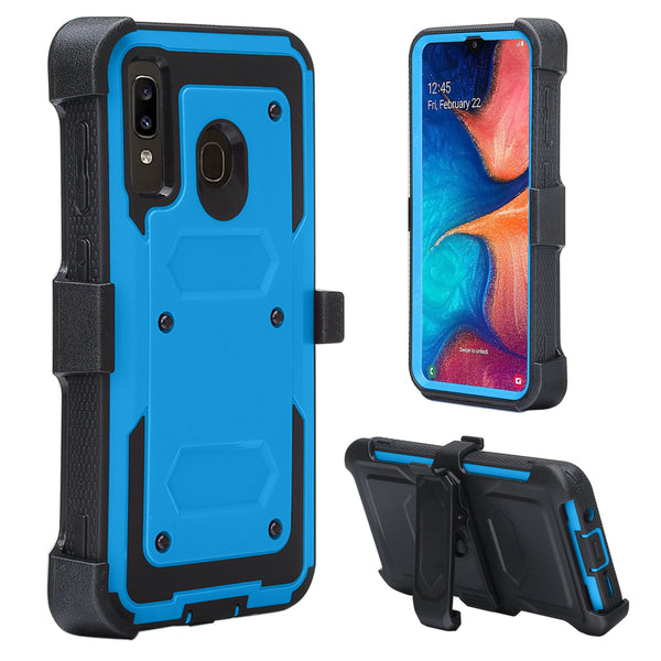 samsung galaxy a20 heavy duty holster case - blue - www.coverlabusa.com