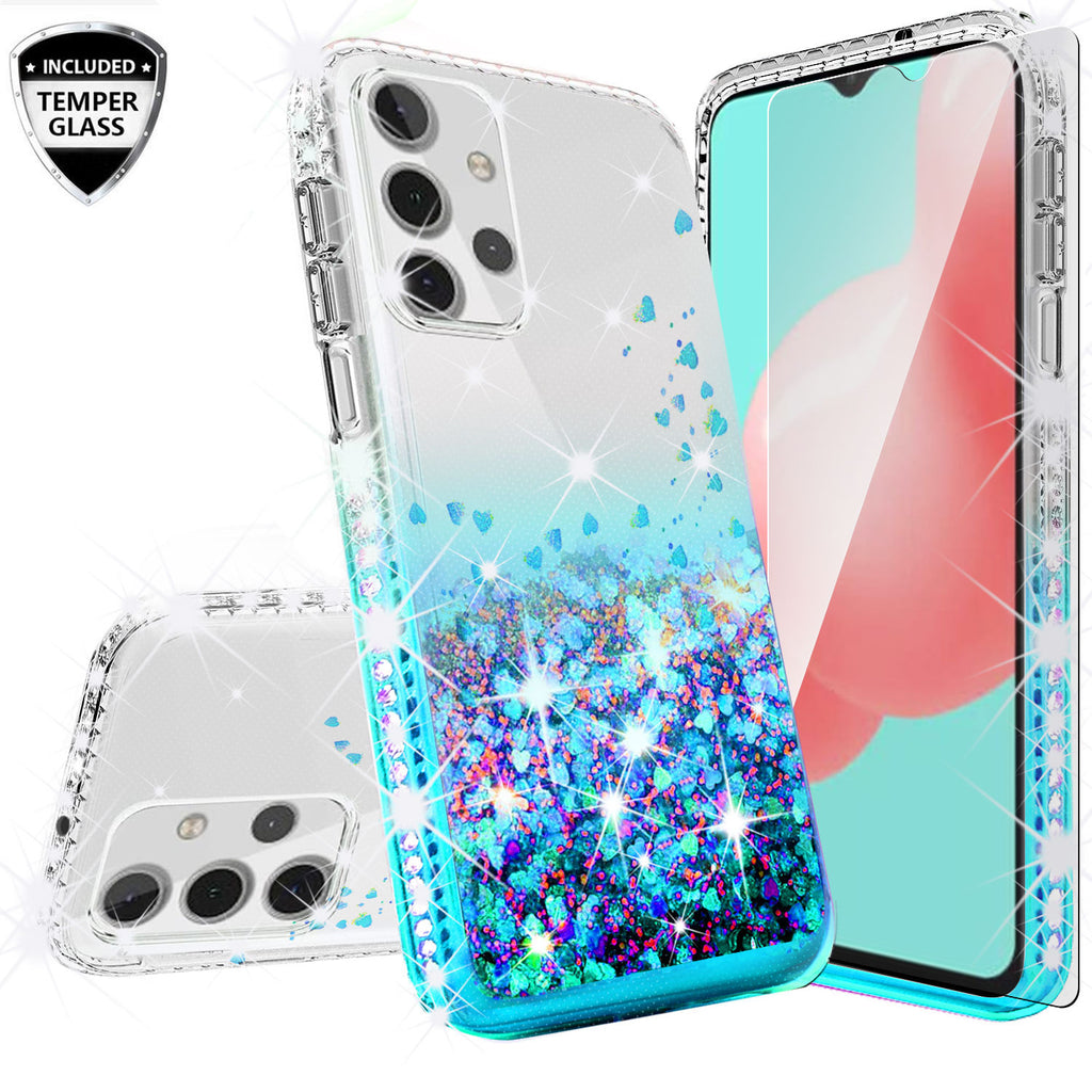 clear liquid phone case for samsung galaxy a32 5g - teal - www.coverlabusa.com