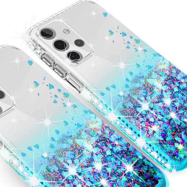 clear liquid phone case for samsung galaxy a32 5g - teal - www.coverlabusa.com