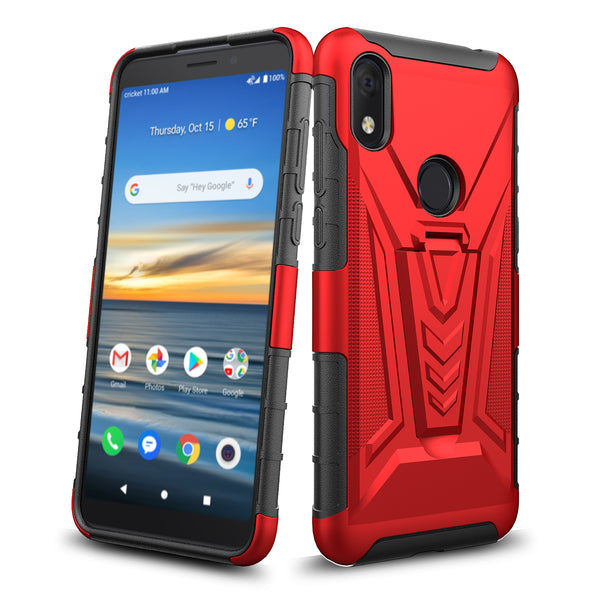 holster kickstand hyhrid phone case for alcatel jitterbug smart 3 - red - www.coverlabusa.com