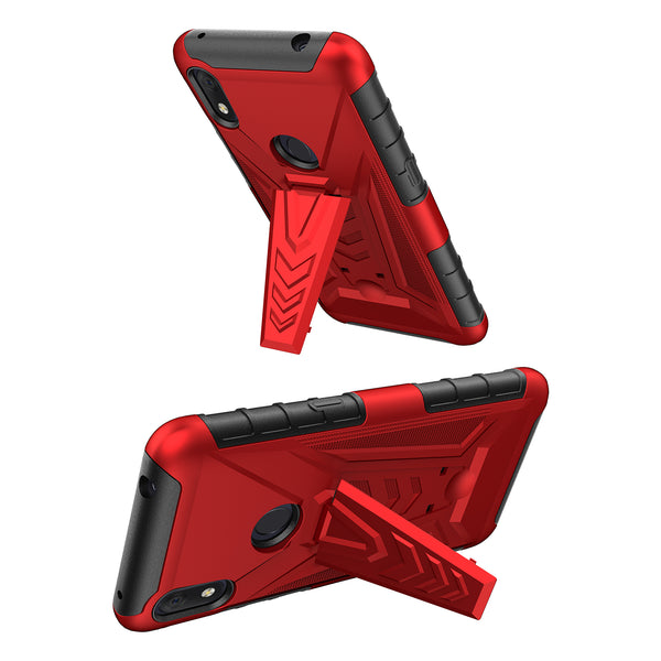 holster kickstand hyhrid phone case for alcatel jitterbug smart 3 - red - www.coverlabusa.com