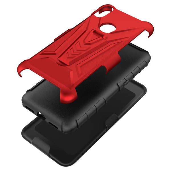 holster kickstand hyhrid phone case for alcatel jitterbug smart 3 - red - www.coverlabusa.com