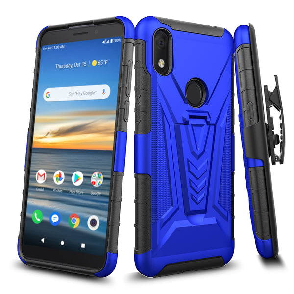 holster kickstand hyhrid phone case for alcatel jitterbug smart 3 - blue - www.coverlabusa.com