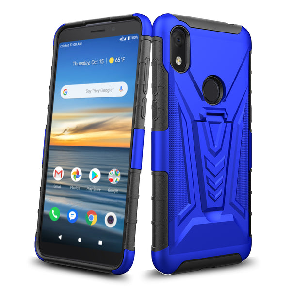 holster kickstand hyhrid phone case for alcatel jitterbug smart 3 - blue - www.coverlabusa.com