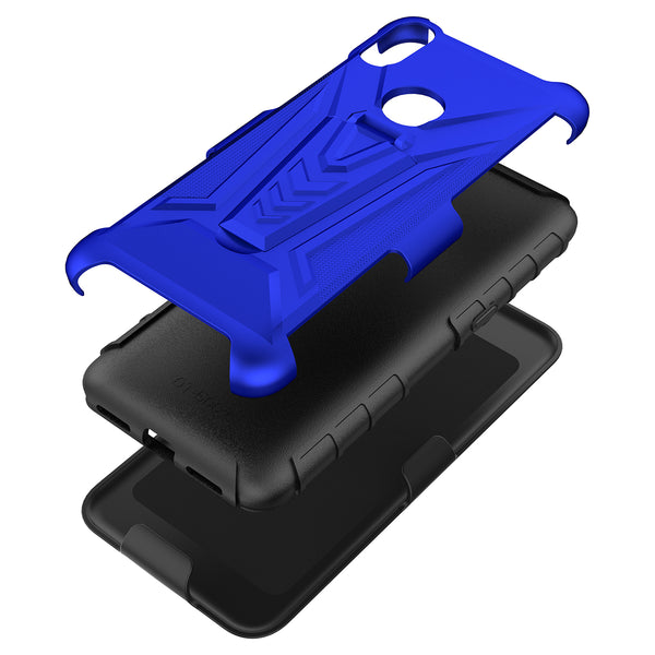 holster kickstand hyhrid phone case for alcatel jitterbug smart 3 - blue - www.coverlabusa.com