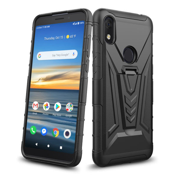 holster kickstand hyhrid phone case for alcatel jitterbug smart 3 - black - www.coverlabusa.com