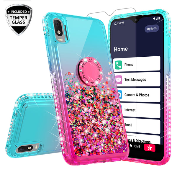 glitter phone case for alcatel jitterbug smart 3 - teal/pink gradient - www.coverlabusa.com