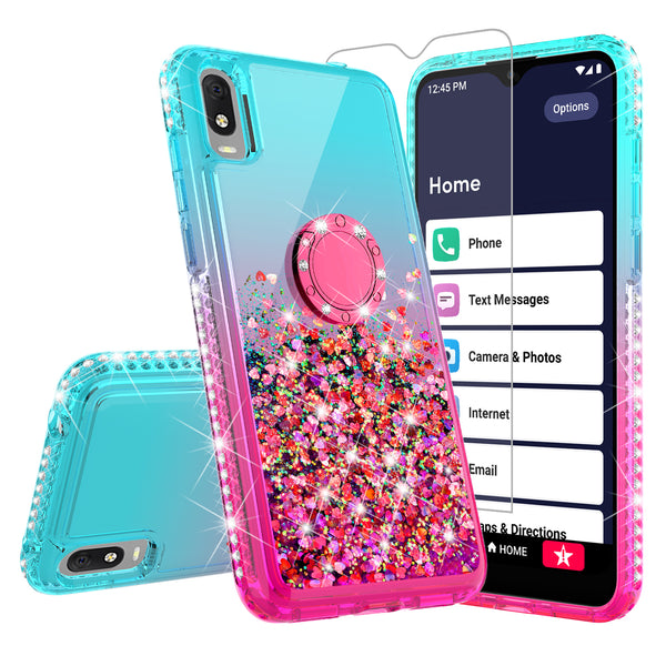 glitter phone case for alcatel jitterbug smart 3 - teal/pink gradient - www.coverlabusa.com