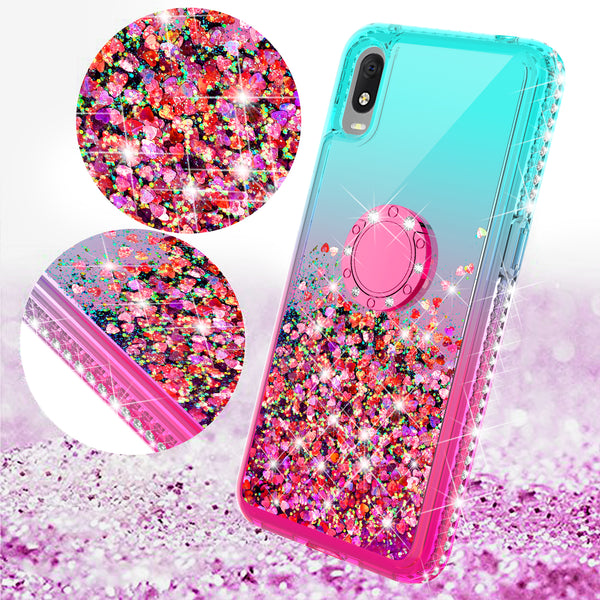 glitter phone case for alcatel jitterbug smart 3 - teal/pink gradient - www.coverlabusa.com