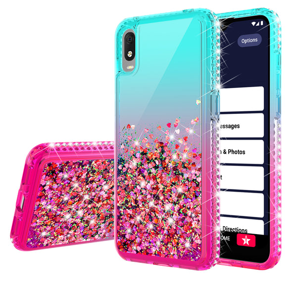 glitter phone case for alcatel jitterbut smart 3 - teal/pink gradient - www.coverlabusa.com