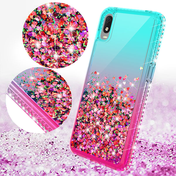 glitter phone case for alcatel jitterbut smart 3 - teal/pink gradient - www.coverlabusa.com