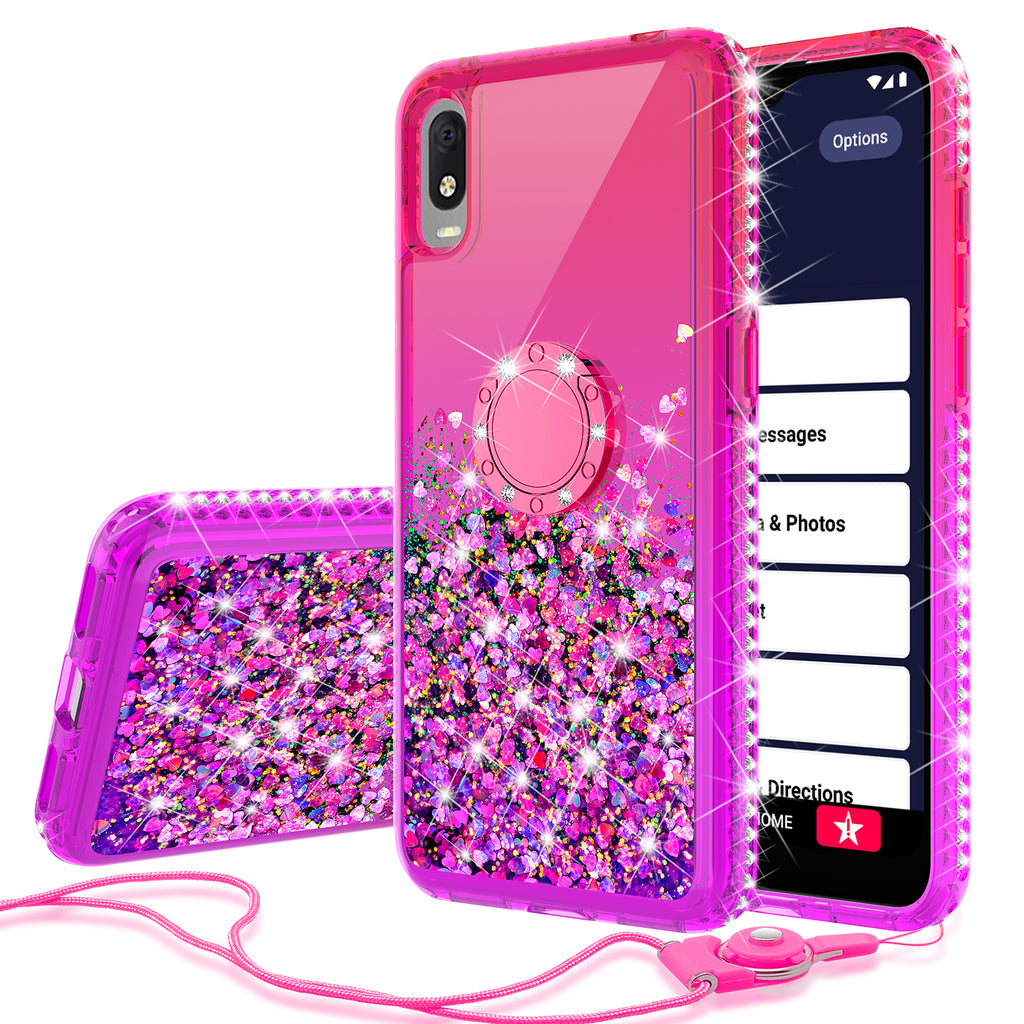 glitter phone case for alcatel jitterbug smart 3 - hot pink/purple gradient - www.coverlabusa.com
