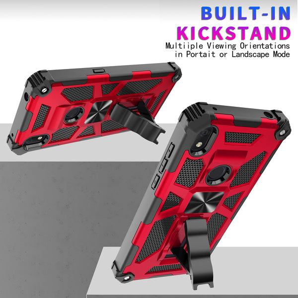 ring car mount kickstand hyhrid phone case for alcatel lumos/at&t alcatel axel - red - www.coverlabusa.com