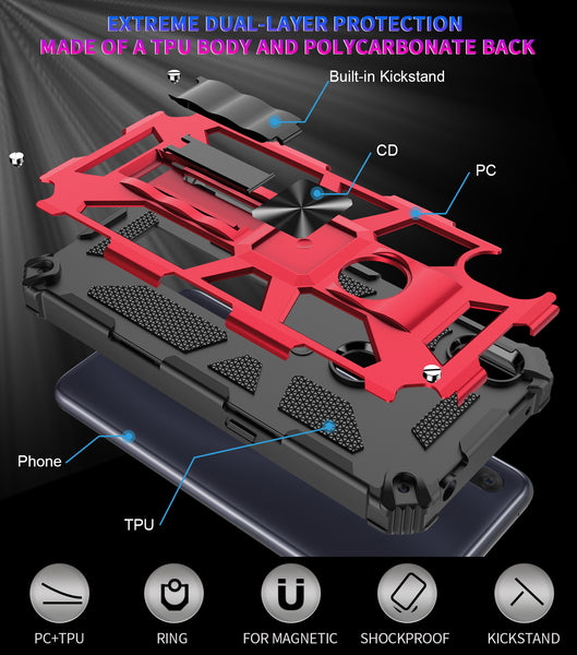 ring car mount kickstand hyhrid phone case for alcatel lumos/at&t alcatel axel - red - www.coverlabusa.com