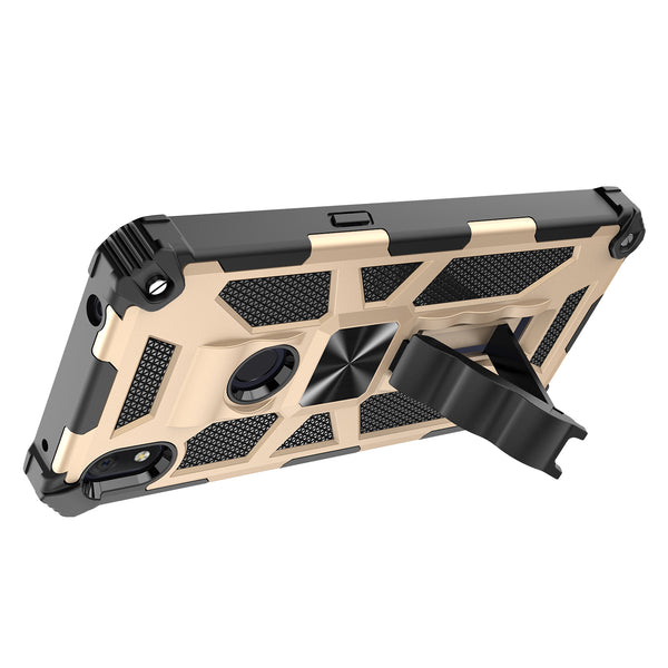 ring car mount kickstand hyhrid phone case for alcatel lumos/at&t alcatel axel - gold - www.coverlabusa.com