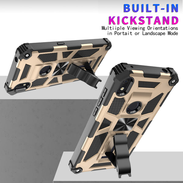 ring car mount kickstand hyhrid phone case for alcatel lumos/at&t alcatel axel - gold - www.coverlabusa.com