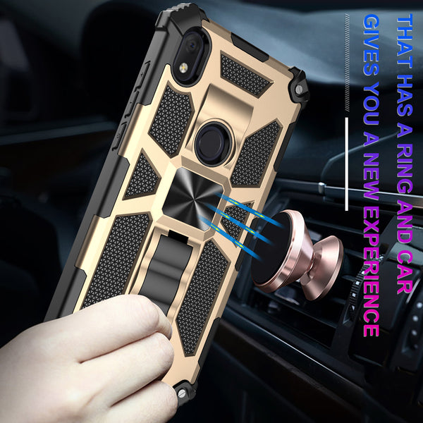 ring car mount kickstand hyhrid phone case for alcatel lumos/at&t alcatel axel - gold - www.coverlabusa.com