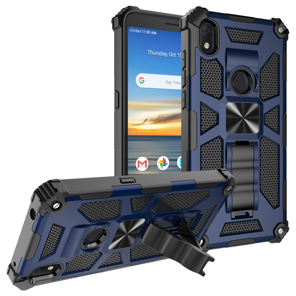 ring car mount kickstand hyhrid phone case for alcatel lumos/at&t alcatel axel - blue - www.coverlabusa.com