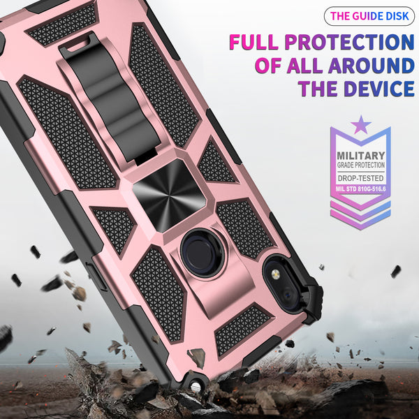 ring car mount kickstand hyhrid phone case for alcatel lumos/at&t alcatel axel - rose gold - www.coverlabusa.com