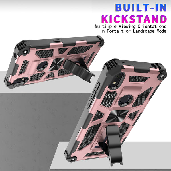 ring car mount kickstand hyhrid phone case for alcatel lumos/at&t alcatel axel - rose gold - www.coverlabusa.com