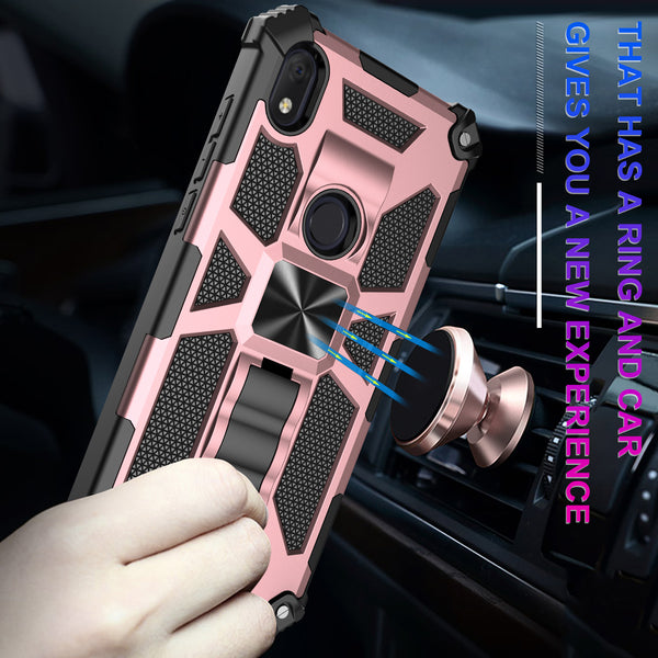 ring car mount kickstand hyhrid phone case for alcatel lumos/at&t alcatel axel - rose gold - www.coverlabusa.com