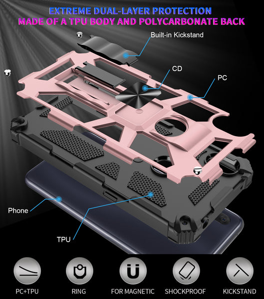 ring car mount kickstand hyhrid phone case for alcatel lumos/at&t alcatel axel - rose gold - www.coverlabusa.com