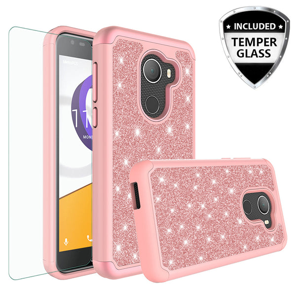 Alcatel A30 Plus Glitter Hybrid Case - Rose Gold - www.coverlabusa.com